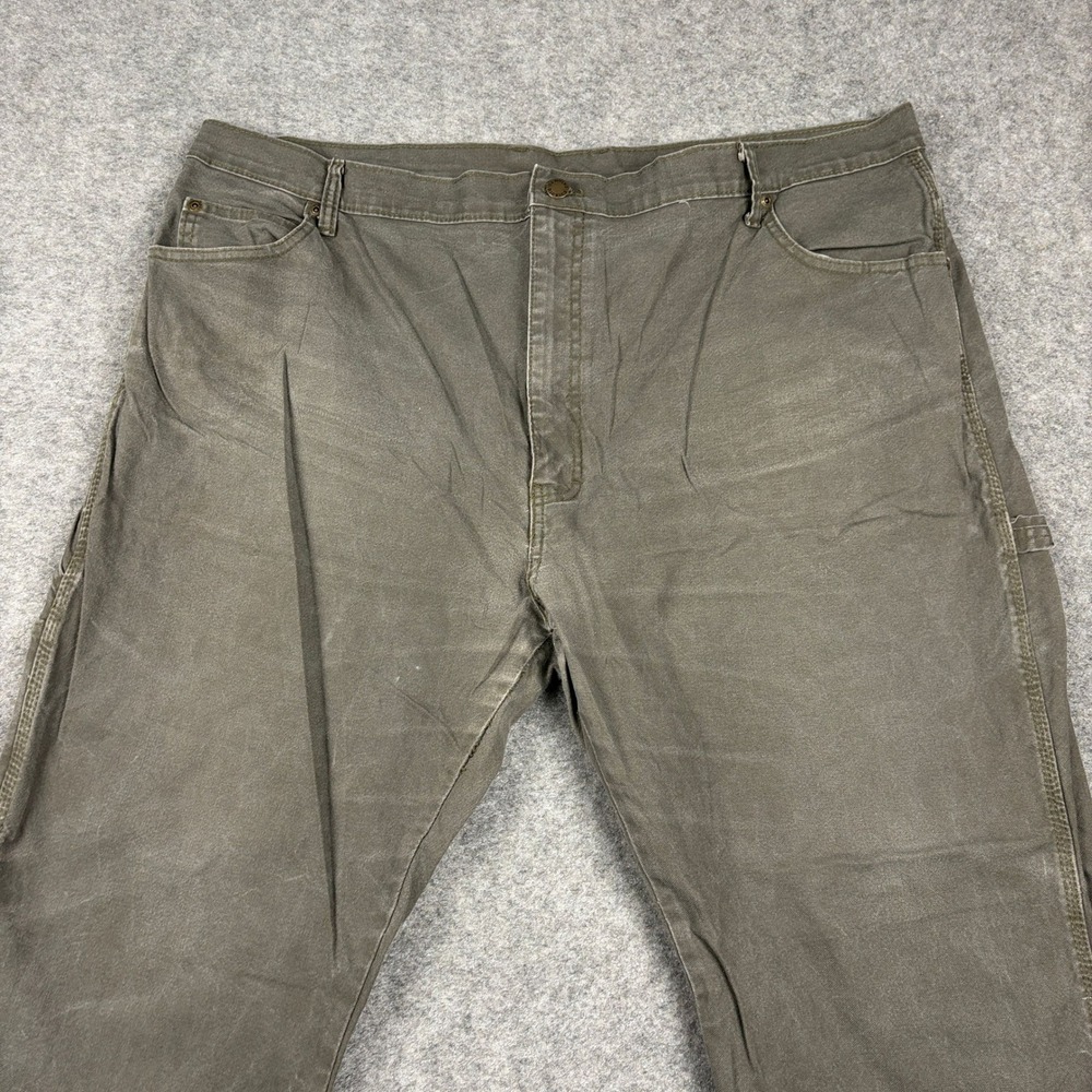 Dickies Carpenter Pants Mens 42x30 Olive Green Canvas Workwear Utility Rugged